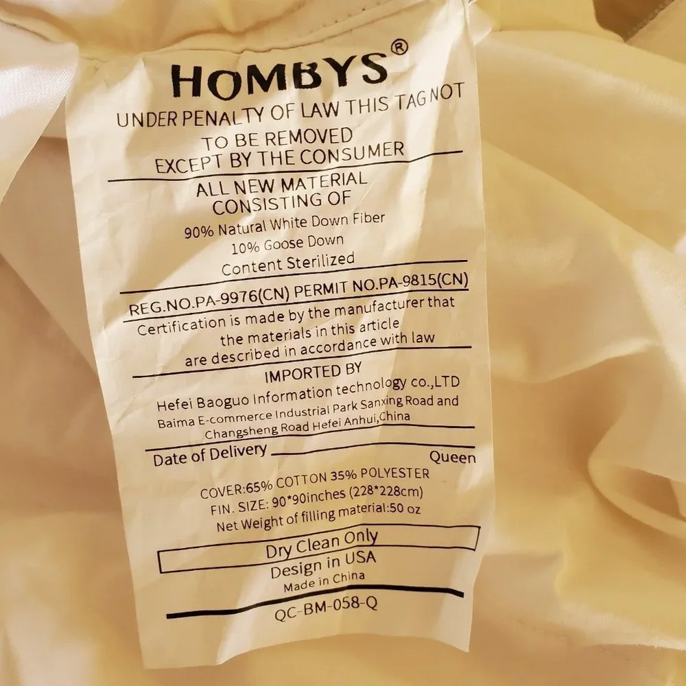 HOMBYS 100% Down Hypoallergenic Oeko-Tex Certified Oversized Queen Comforter